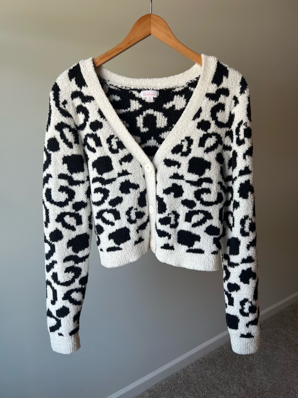 Black and White Leopard Print Cardigan